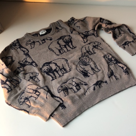 Gymboree Sweater Grizzly Bear Taupe w/Navy Blue Bears - Picture 2 of 7